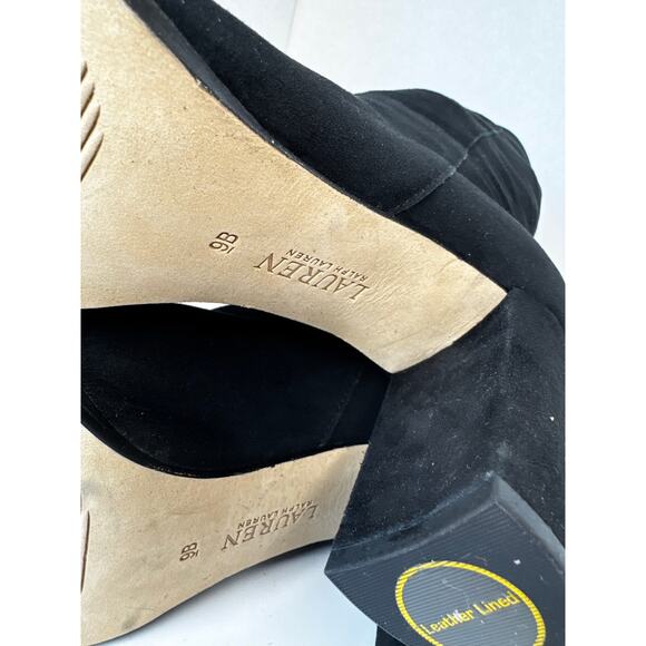 Ralph Lauren Artizan II Black Suede Mid-Calf Boots Sz 9 Minimalist Classic Style - Picture 3 of 10